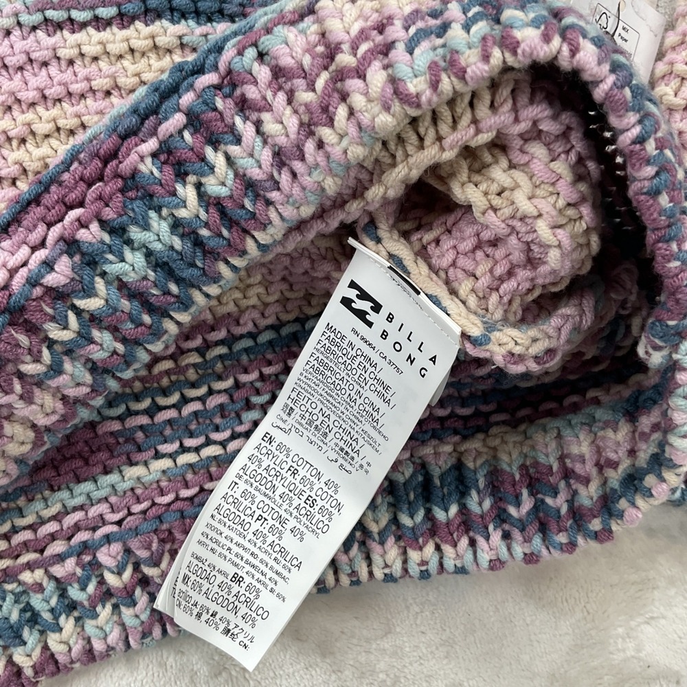 Billabong Fade Out Women Large Multi Color Space Dye Chunky Knit Cropped Sweater - Picture 5 of 7